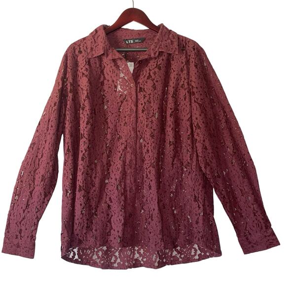 NWT Long Tall Sally Lace Blouse Button Up Victorian Sheer Whimsigoth Size 22 - Picture 1 of 7